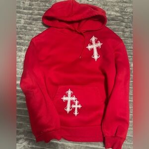 Red Hoodie with Cross Design